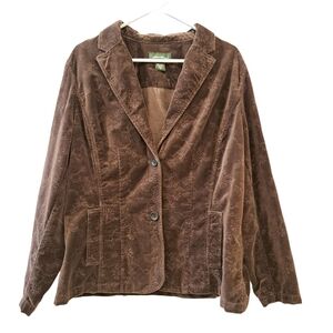 Eddie Bauer velvet embroidery Floral Brown Blazer size Tall 18